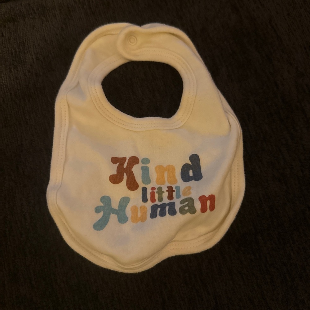 Colorful 'Kind Little Human' Baby Bib